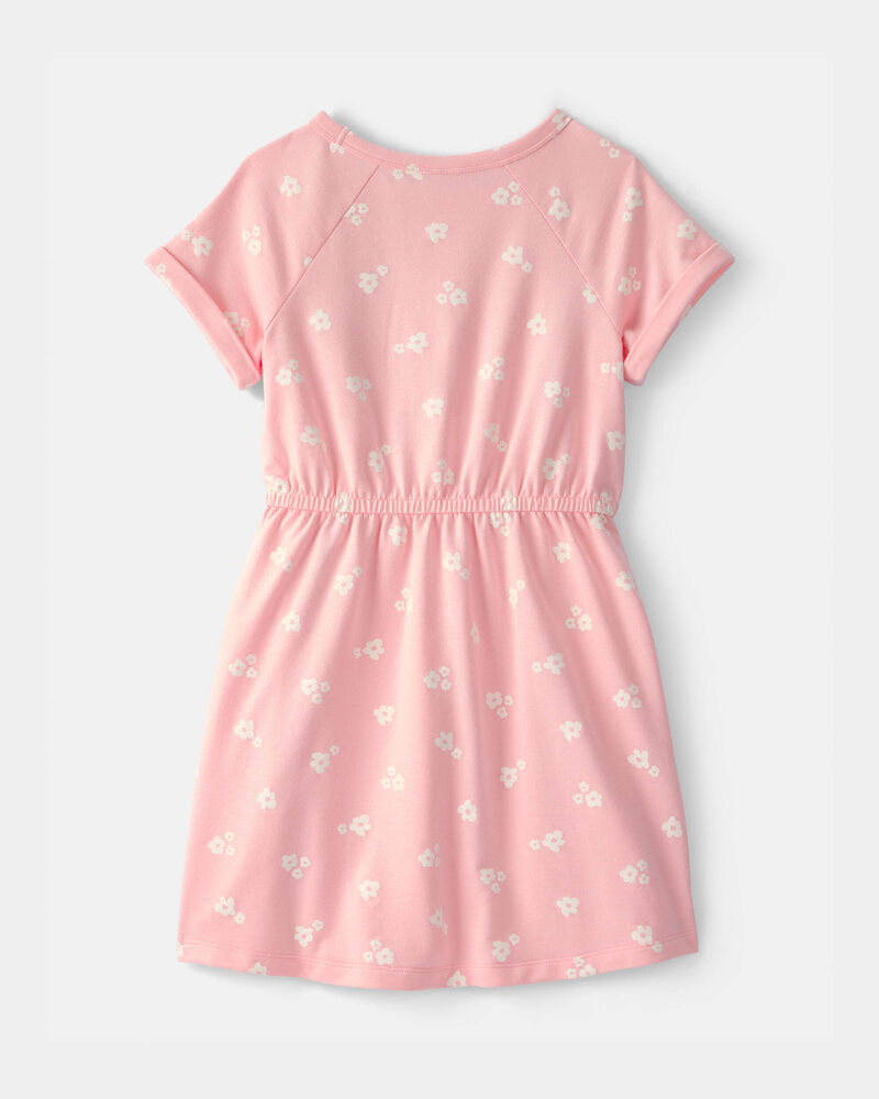 Girls Floral French Terry Dress - Pink, image 2 of 4 slides