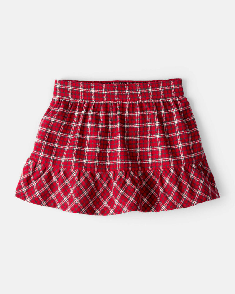 Toddler Girl Plaid Cotton Skirt - Red, image 1 of 6 slides