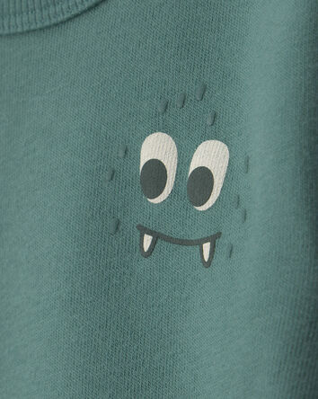 Baby Boy Cozy Monster Fleece Pullover Sweatshirt - Green, 