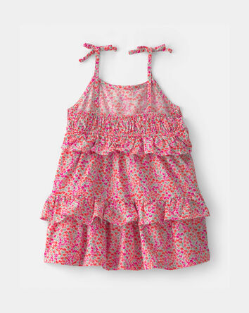 Baby Girl Floral Ruffle Tiered Dress - Pink, 