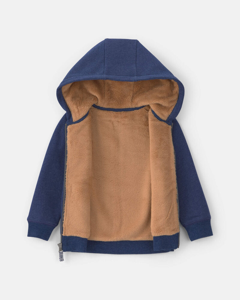 Toddler Boy Fleece Zip-Up Jacket - Navy Blue, image 2 of 4 slides