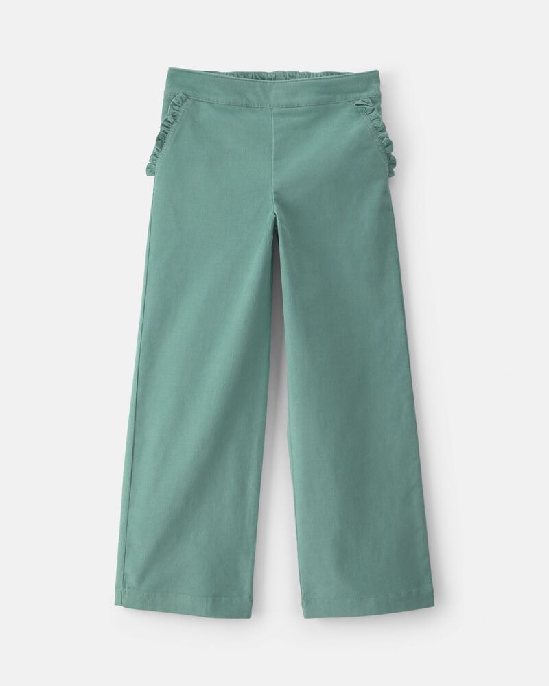 Filles - Pantalon en velours c&ocirc;tel&eacute; &agrave; jambe large - Vert, image 1 sur 3 diapositives