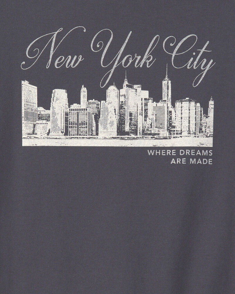 Girls 'New York City' Graphic Tee - Dark Grey, image 2 of 3 slides