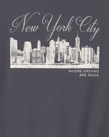 Girls 'New York City' Graphic Tee - Dark Grey, 