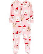 1-Piece Santa Fleece Footie PJs, image 1 of 2 slides