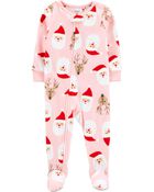 Pyjama 1 pièce à pieds en molleton avec Père Noël , image 1 sur 2 diapositives
