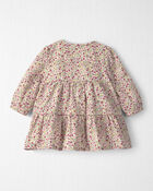 Baby Girl Organic Cotton Dobby Dress in Floral, image 2 of 6 slides