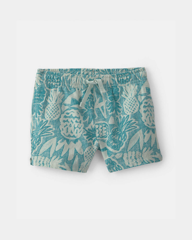 B&eacute;b&eacute; gar&ccedil;on - Short en lin &agrave; motif ananas - Bleu, image 1 sur 3 diapositives