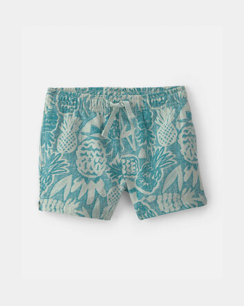 Baby Boy Pineapple Linen Shorts - Blue, 