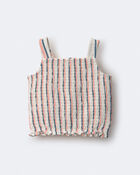 Tout-petit fille - Haut &agrave; smocks &agrave; rayures - Cr&egrave;me, image 2 sur 5 diapositives