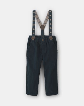 Toddler Boy Corduroy Suspender Pants - Navy Blue, 