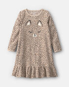 Filles - Robe de nuit ample en molleton &agrave; motif l&eacute;opard &ndash; Brun, image 1 sur 2 diapositives
