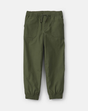 Boys Twill Joggers - Olive Green, 