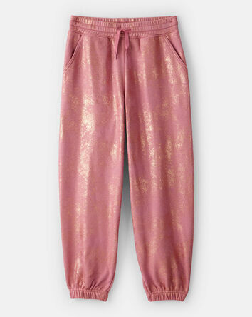 Girls DayDream Fleece Metallic Knit Drawstring Joggers - Pink, 
