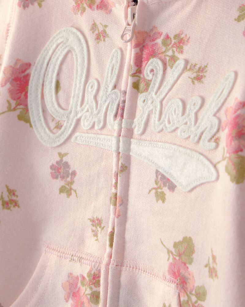 Tout-petit fille - Blouson OshKosh &agrave; capuchon, fermeture &agrave; glissi&egrave;re et logo, motif floral - Rose, image 2 sur 3 diapositives