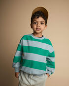 Toddler 'Look at Me!' Otter Sweatshirt&trade; with Pockets in Stripes - Green/Blue, image 1 of 5 slides