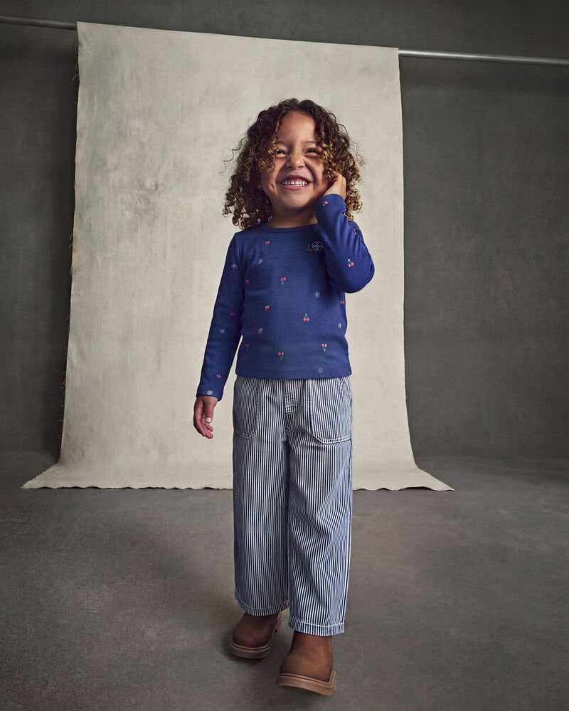 Toute-petite fille - T-shirt manches longues - Bleu marine, image 3 sur 3 diapositives