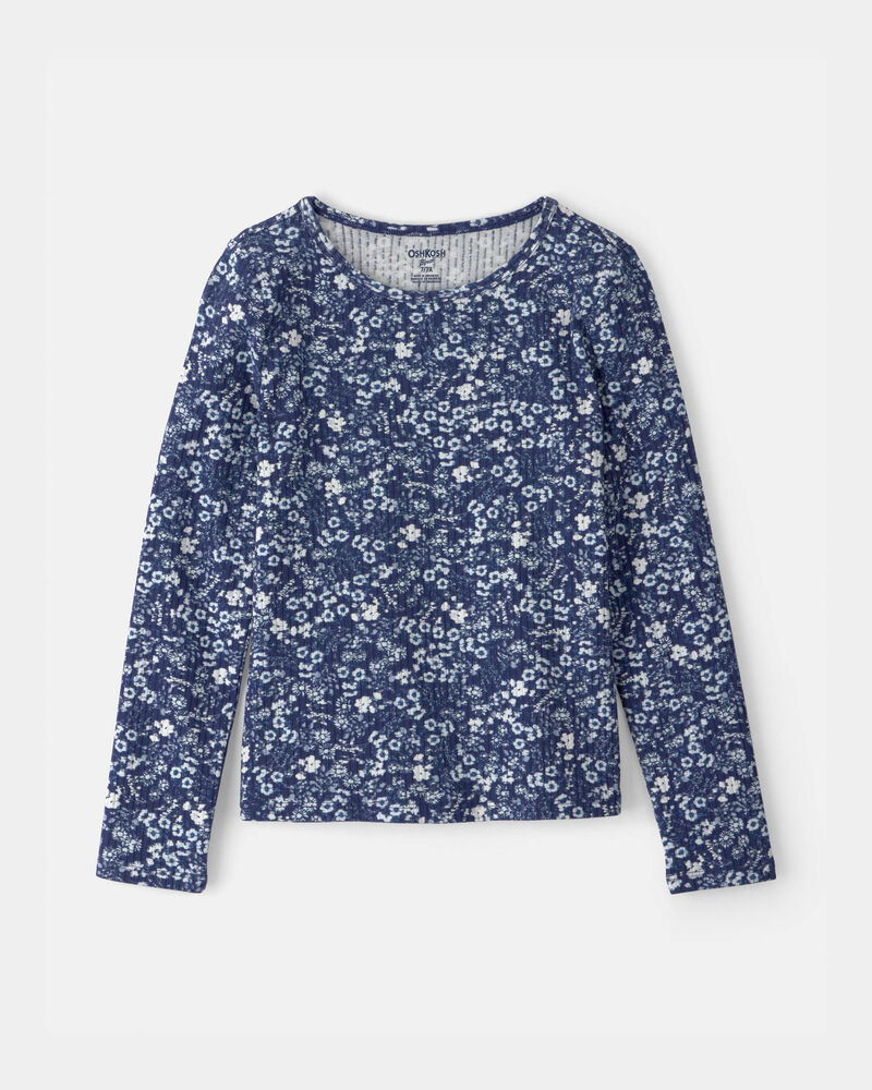 Filles - Haut &agrave; manches longues, floral &ndash; Bleu, image 1 sur 2 diapositives