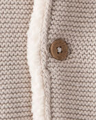 Baby Sherpa Lined Cotton Long-Sleeve Sweater - Brown, image 3 of 4 slides