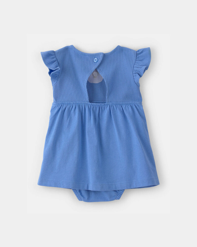 Baby Girl Seashell Short-Sleeve Bodysuit Dress - Blue, image 2 of 5 slides
