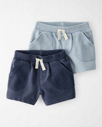 Baby Organic Cotton Waffle Knit Shorts, 