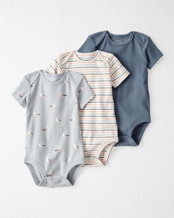 Baby 3-Pack Organic Cotton Rib Bodysuits, 