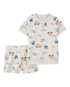 Toddler 2-Piece Beach Print Short Set - Grey, image 1 of 3 slides
