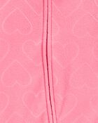 Baby Girl Heart Print Loose Fit Long-Sleeve 2-Way Zip Sleeper - Pink, image 2 of 3 slides