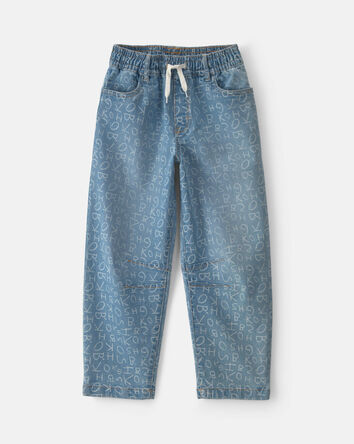 Girls Alphabet Denim Barrel Jeans - Medium Wash, 