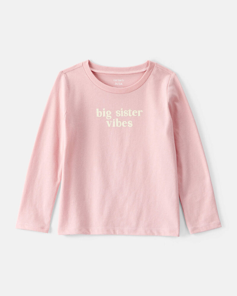Toddler Girl Big Sister Long-Sleeve Graphic Tee - Pink, image 1 of 3 slides