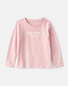 Toddler Girl Big Sister Long-Sleeve Graphic Tee - Pink, image 1 of 3 slides