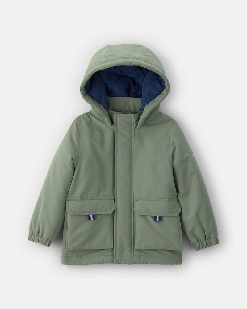 Toddler Boy Hooded Midweight Jacket - Green, image 1 of 3 slides