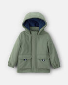 Toddler Boy Hooded Midweight Jacket - Green, image 1 of 3 slides