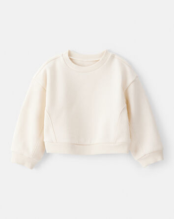 Baby Girl Long-Sleeve Pullover Sweatshirt - White, 