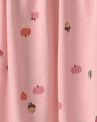 Toute-petite fille - Robe manches longues &agrave; imprim&eacute; citrouille - Rose, image 3 sur 3 diapositives