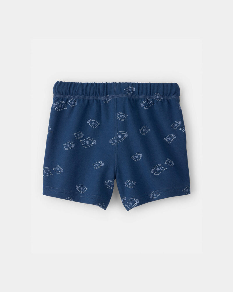 Toddler Boy Fish French Terry Shorts - Blue, image 2 of 4 slides