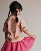 Toddler Girl Rolled Cuff Tee in Bee Print - Light Pink, image 4 of 5 slides