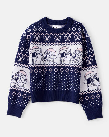 Girls Christmas Bluey&trade; Long-Sleeve Sweater - Blue, 