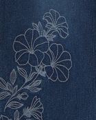 Girls Floral Denim Wide-Leg Jeans - Dark Wash, image 3 of 5 slides