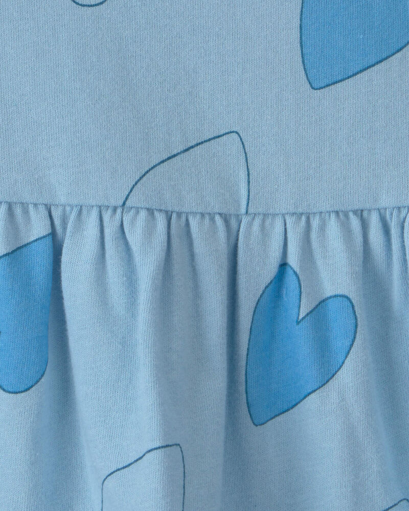 B&eacute;b&eacute; fille - Robe manches courtes &agrave; motif c&oelig;ur - Bleu, image 3 sur 3 diapositives