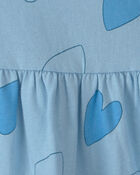 B&eacute;b&eacute; fille - Robe manches courtes &agrave; motif c&oelig;ur - Bleu, image 3 sur 3 diapositives
