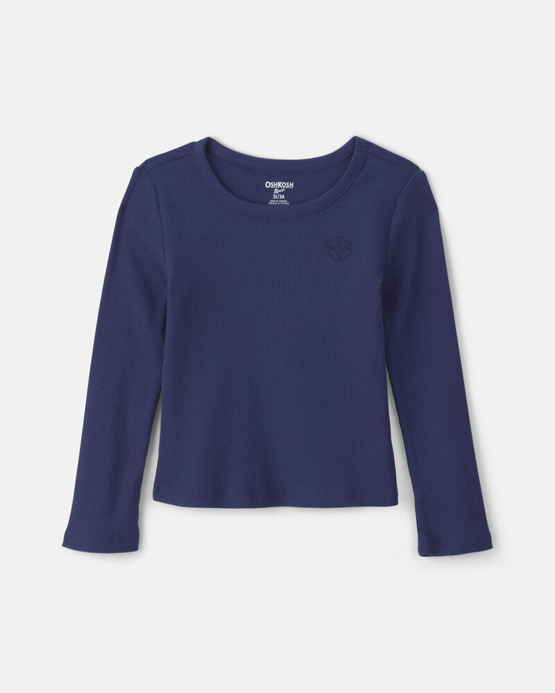 Toddler Girl Long-Sleeve Rib Top - Navy Blue, image 1 of 3 slides