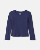 Toddler Girl Long-Sleeve Rib Top - Navy Blue, image 1 of 3 slides