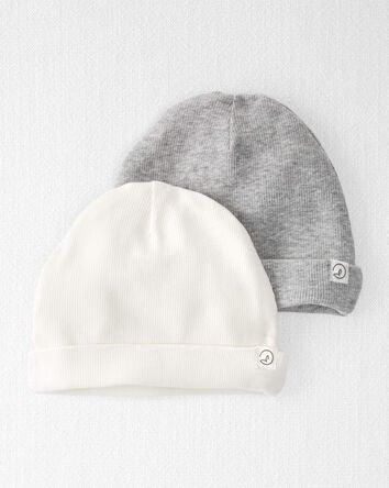 Baby 2-Pack Organic Cotton Rib Caps
, 