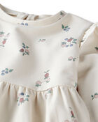 Kid Organic Cotton French Terry Dress in Berry Blossom Print, image 3 of 5 slides