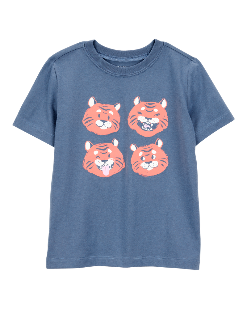 Toddler Cheetah Print Short-Sleeve Graphic Tee - Blue, image 1 of 3 slides