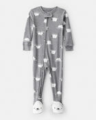 Baby Boy Polar Bear Cotton Snug Fit 2-Way Zip Footie 1-Piece Pyjamas - Grey, image 1 of 5 slides