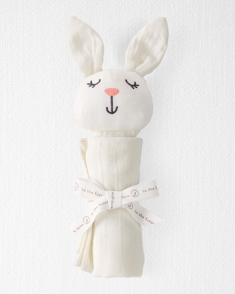 B&eacute;b&eacute; - Doudou lapin en mousseline de coton biologique, image 2 sur 3 diapositives