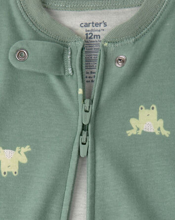 B&eacute;b&eacute; - Emballage 2 pyjamas 1 pi&egrave;ce ajust&eacute;s en 100 % coton, grenouille - Vert/Beige, 
