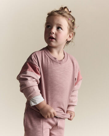 Toddler Girl Colourblock Dolman-Sleeve Sweatshirt - Mauve, 